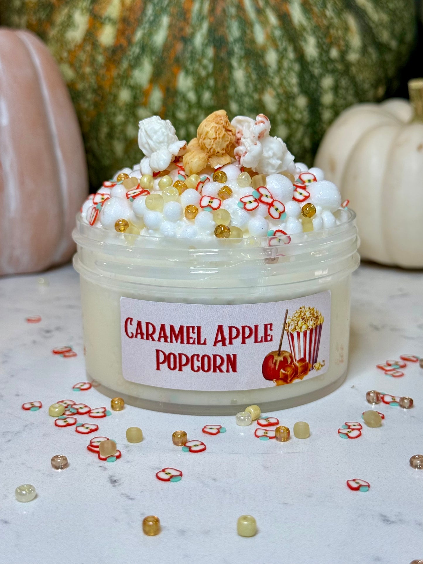 Caramel Apple Popcorn Slime